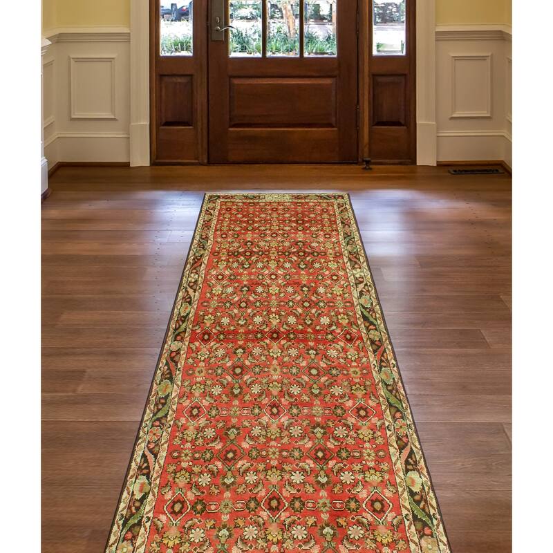 Fine Vintage Distressed Asucena Rust/Charcoal Runner - 3'7" x 11'0"