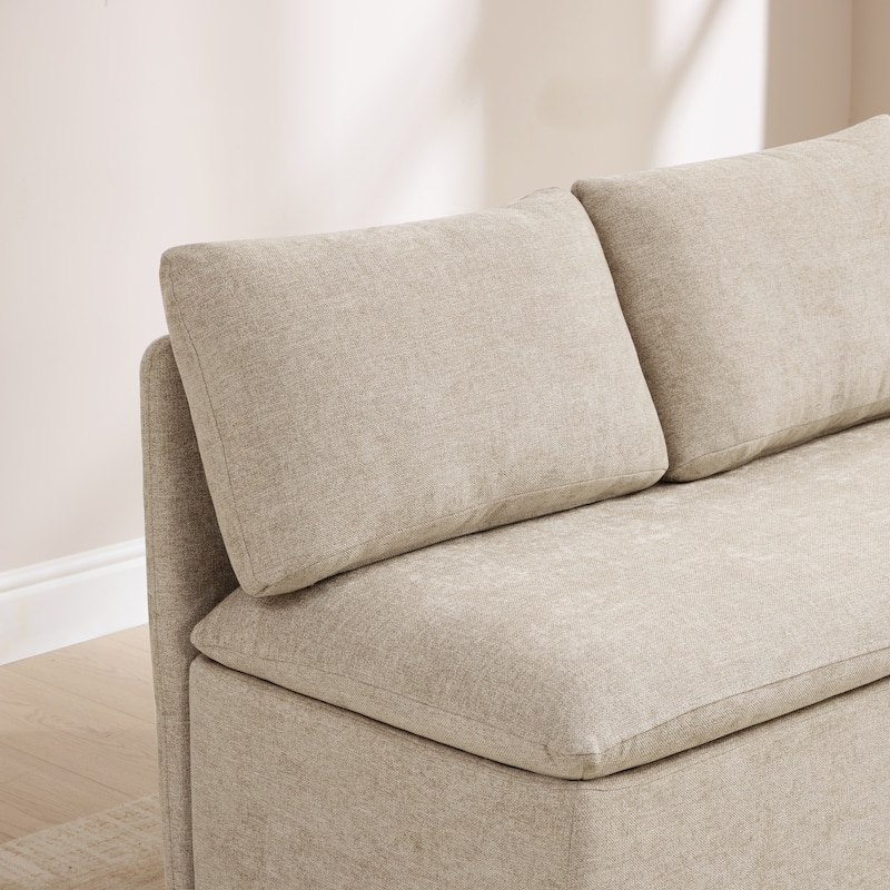 Spruce & Spring Modern 74" L-Shaped Dining Bench with Storage, Corner Breakfast Nook Banquette Bench