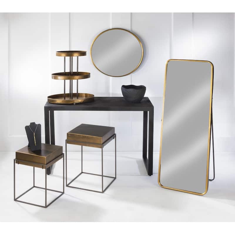 55" Gold Metal Floor Mirror with Easel Back
