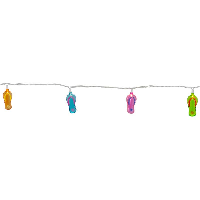 10 Summer Flip Flop String Christmas Light Set, 7.25ft White Wire