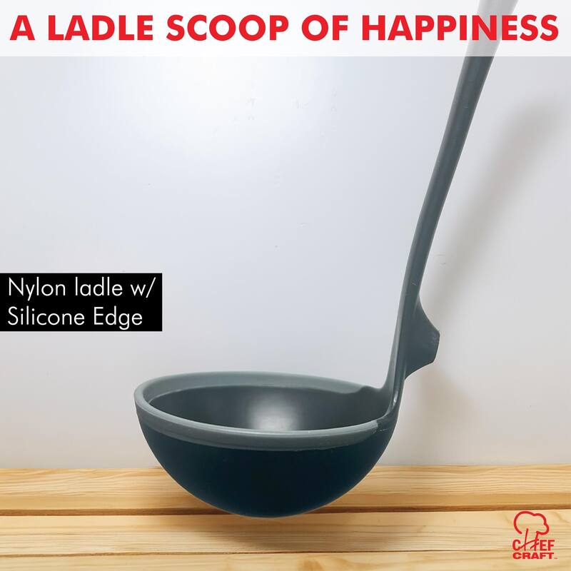 Chef Craft 12-inch Nylon Serving Ladle with Silicone Edge