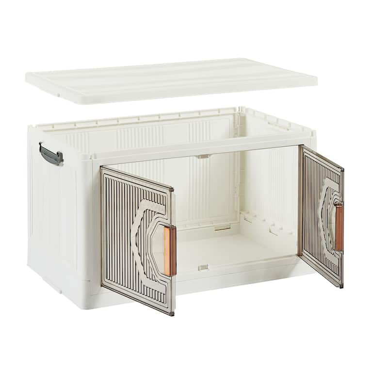 VECELO Storage Bins with Lid Stackable Storage Bins with Wheels & Folding Plastic Storage Boxes 3/4/5 Set