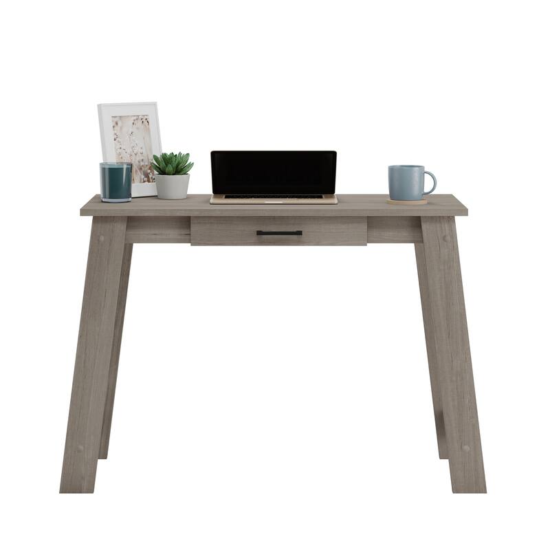 Wood Writing Table with Compact Design, Grayish Brown