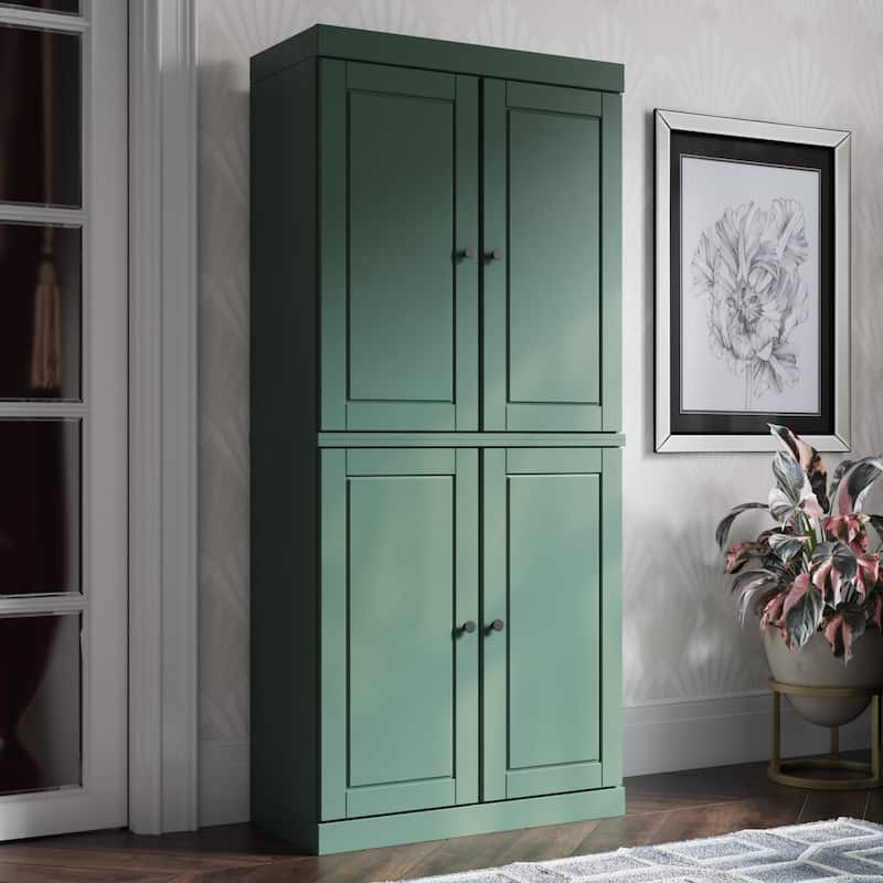 Palace Imports 100% Solid Wood 6-Shelf Bookcase with Solid Doors and Adjustable Shelves