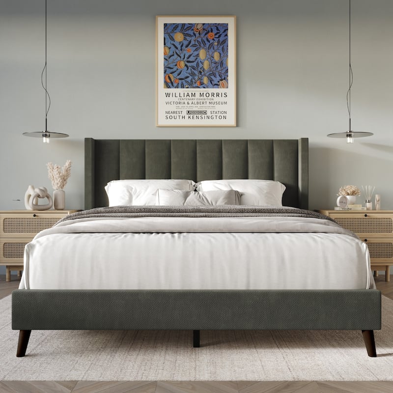 Clayfell Cranston Upholstered Panel Bed - Twin - Dark Grey