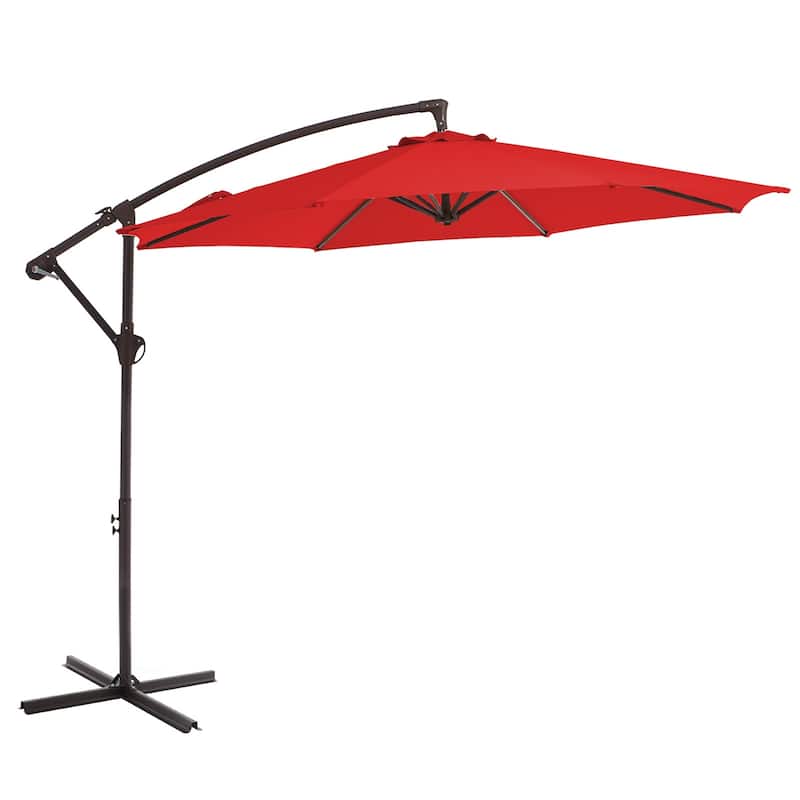 10ft Steel Crank Lift Hanging Offset Cantilever Umbrella - Orange