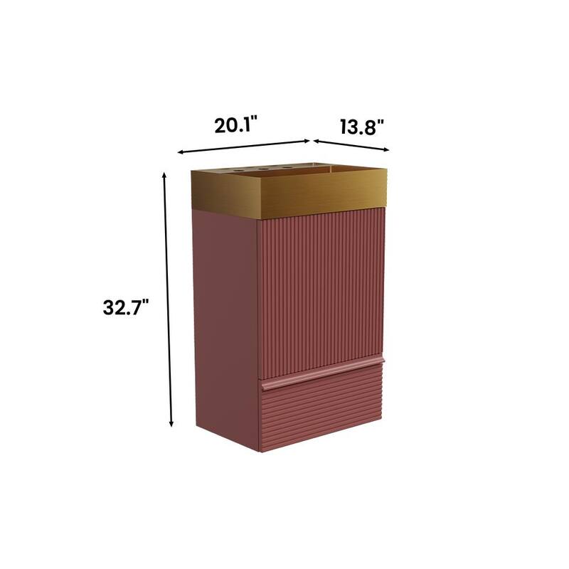 20" Striped Christmas Bathroom Vanity With Stainless Steel Bathroom Sink, Freestanding Bathroom Cabinet