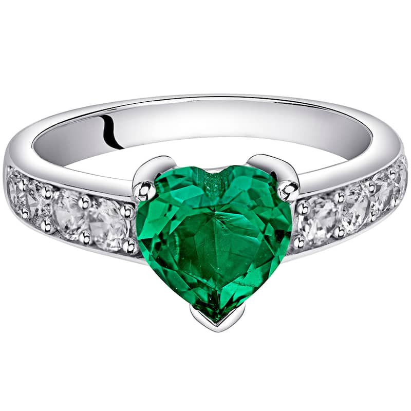 Sterling Silver 1 ct Created Emerald Promise Ring