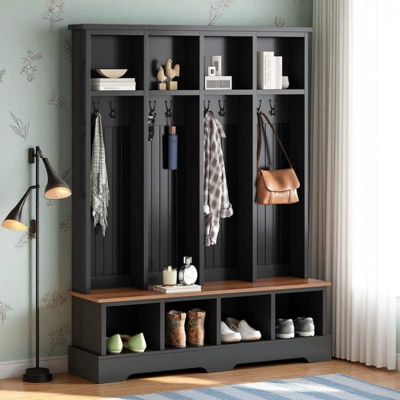 Farmhouse-Inspired 3-in-1 Entryway Organizer by Harper&Bright Designs - Black