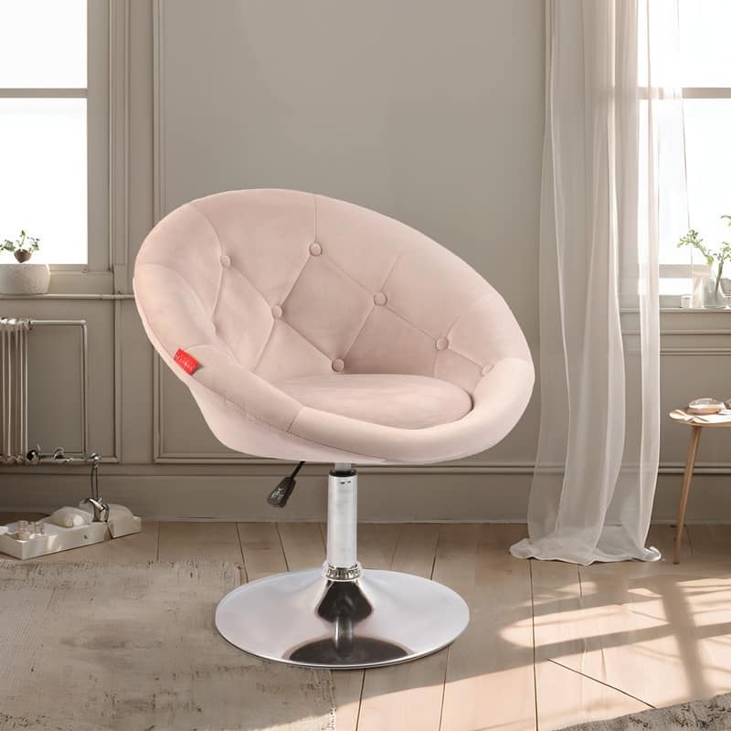 VANITII Accent Chair Swivel Vanity Chair Office Desk Chair Modern Height Adjustable Pink/Grey/White - Pink