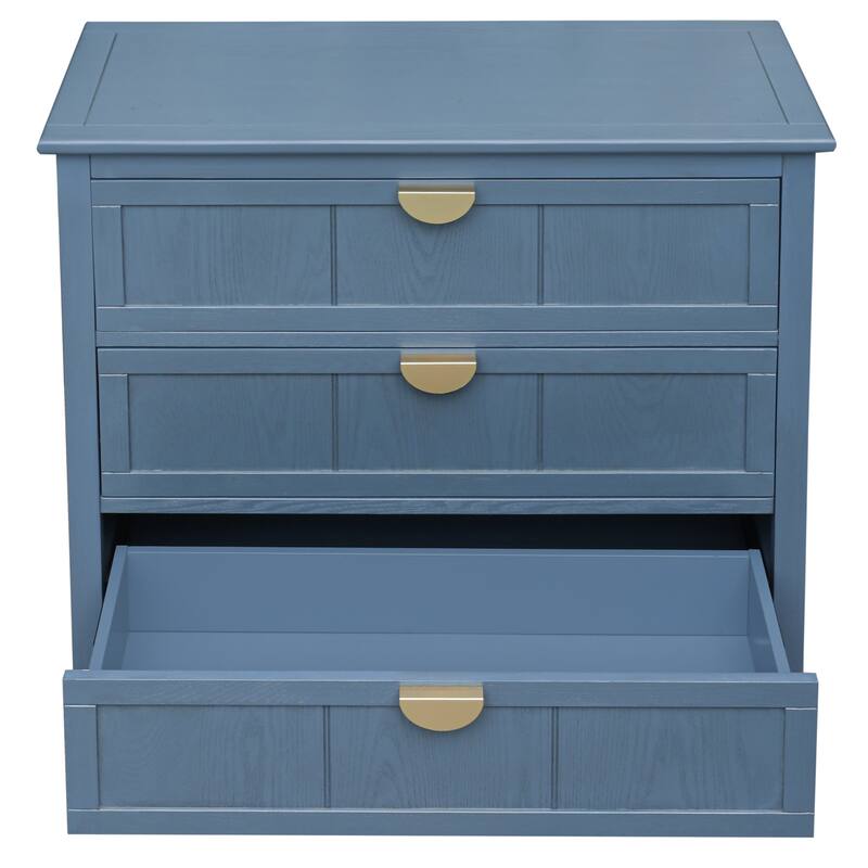 American Style 3-Drawer Vertical Chest Cabinet with Golden Handle for bedroom, living room