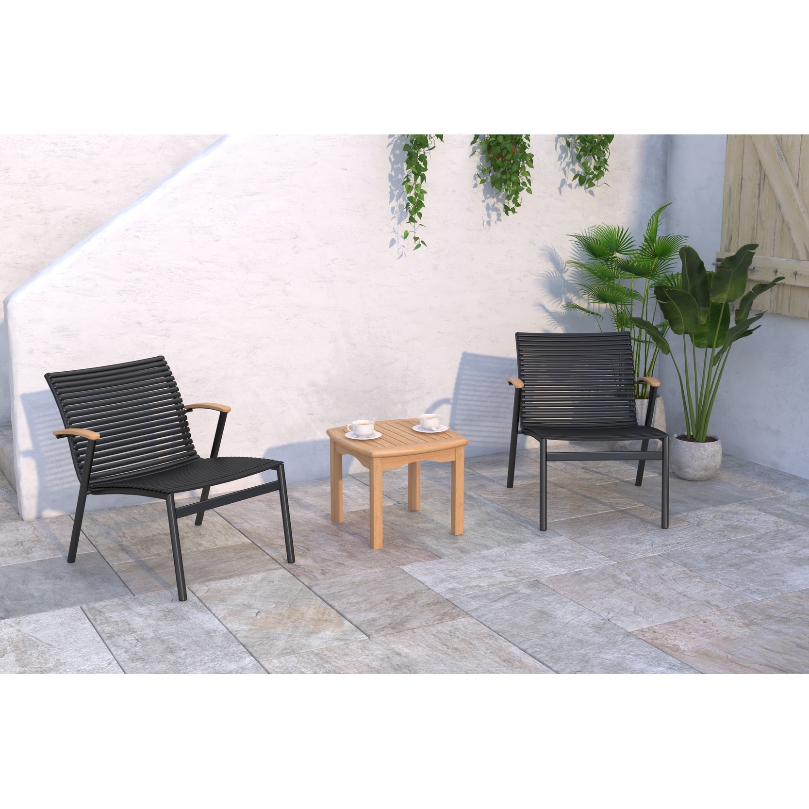 Amazonia FSC Certified Teak and Aluminum 3pc Bistro Set