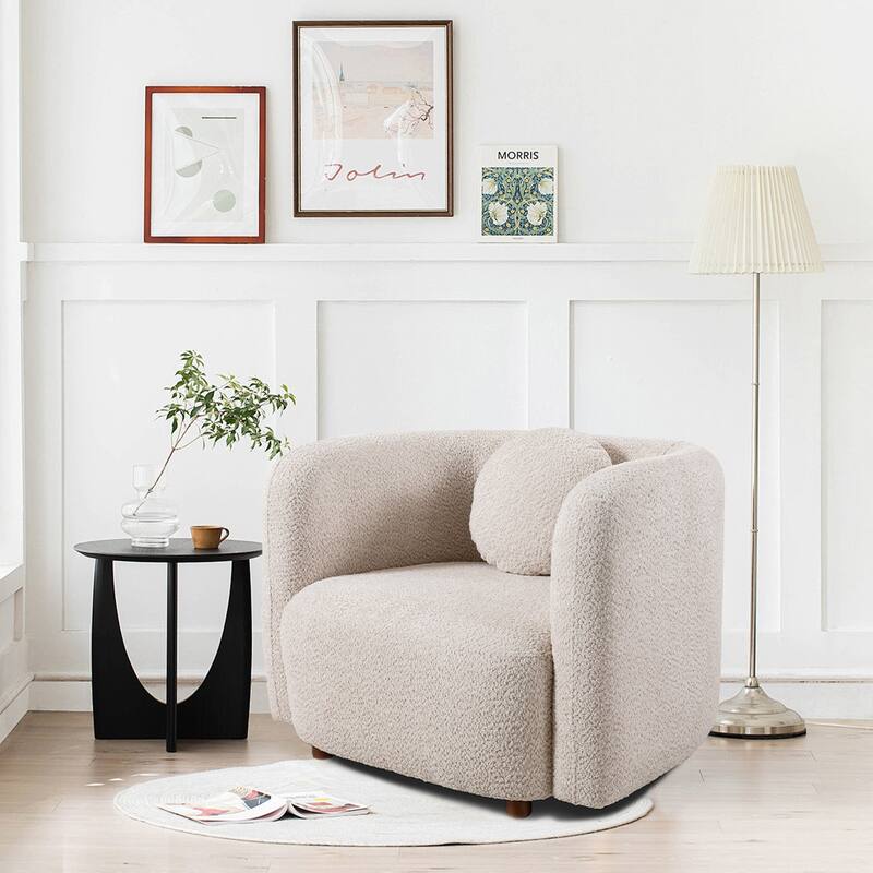 2-Piece Lounge Chair Accent Chair Sofa Chair with Ergonomic Cushions, Upholstered Single Cloud Couch Chair Armchair - Beige