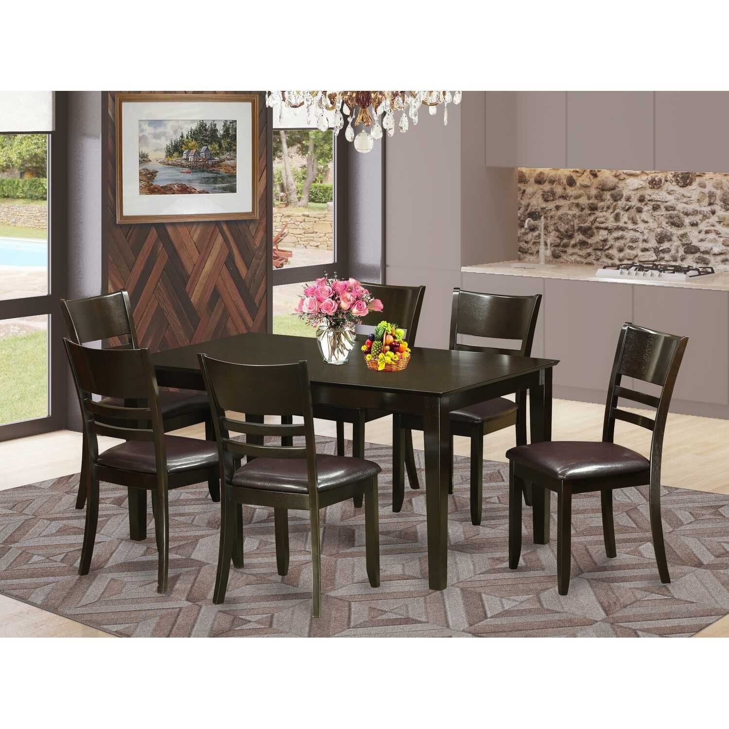 Kitchen Dining Set - Table and Chairs - Modern Room Set - Cappuccino Finish - HomeStock
