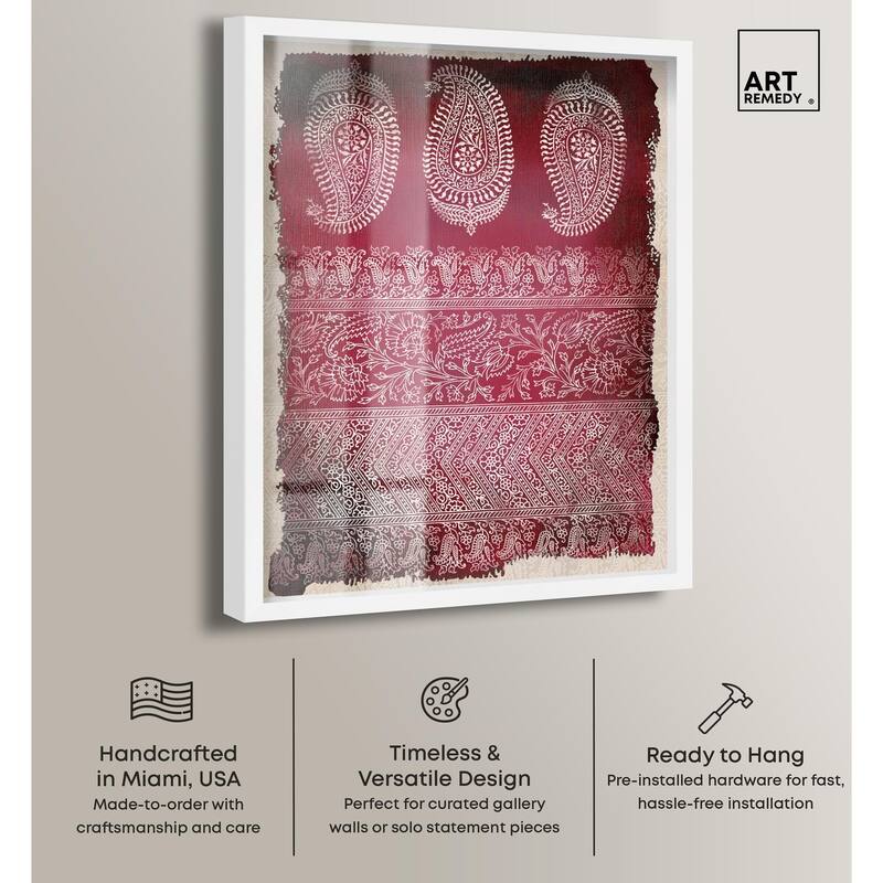 Burgundy Stamps Shadowbox by Art Remedy