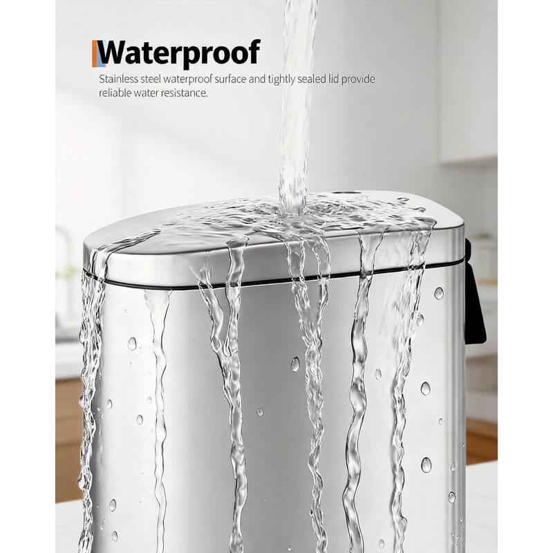 13 Gal / 50 l Slim Trash Can, Soft Close Lid