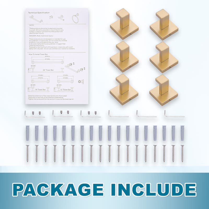 WOWOW J-Hook Wall Mount Robe/Towel Hook 6PCS