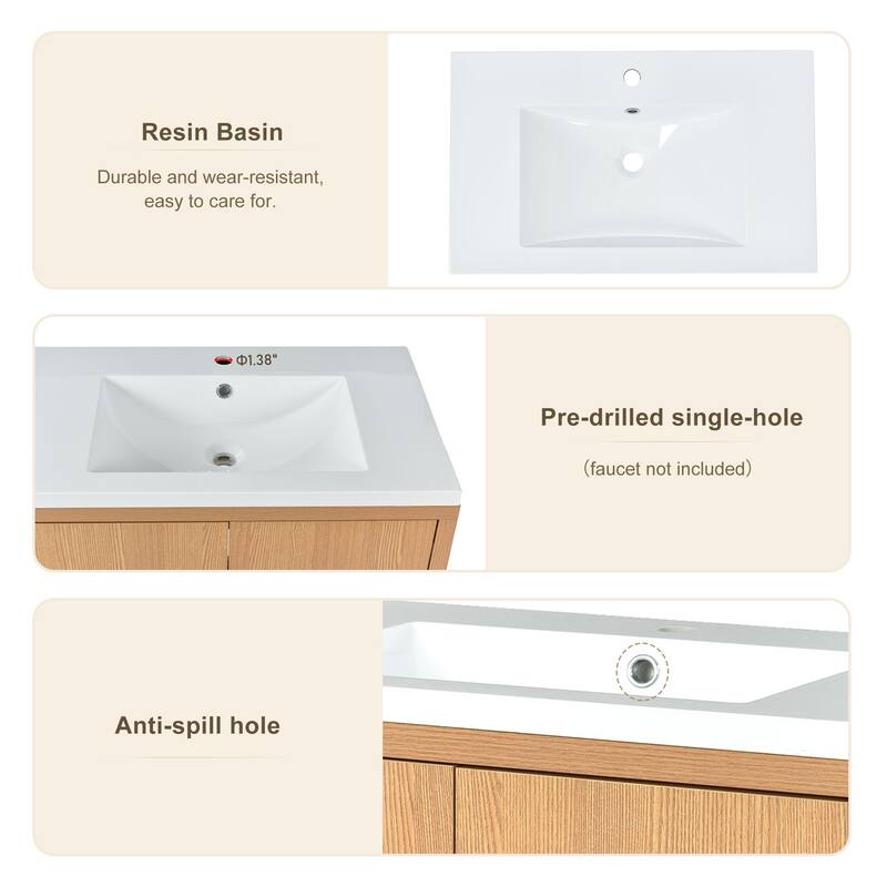 Minimalist Bathroom Vanity Set with Resin Sink and Soft-Close Doors