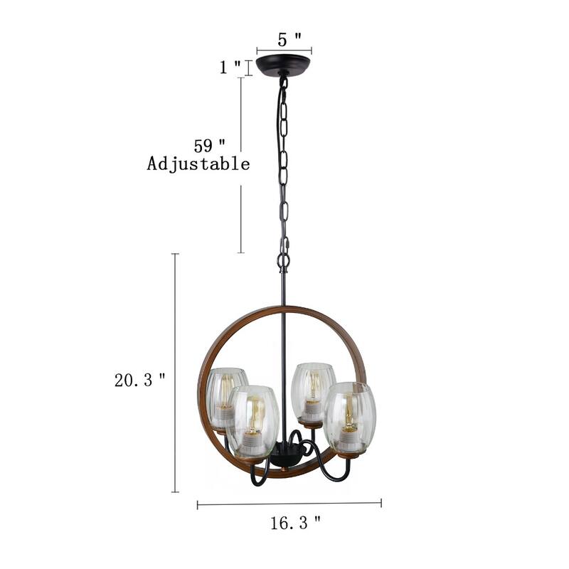 Anmytek Industrial Metal Chandelier Kitchen Island Pendant Lighting Fixture 4 Lights for Dinning Room Loft Foyer