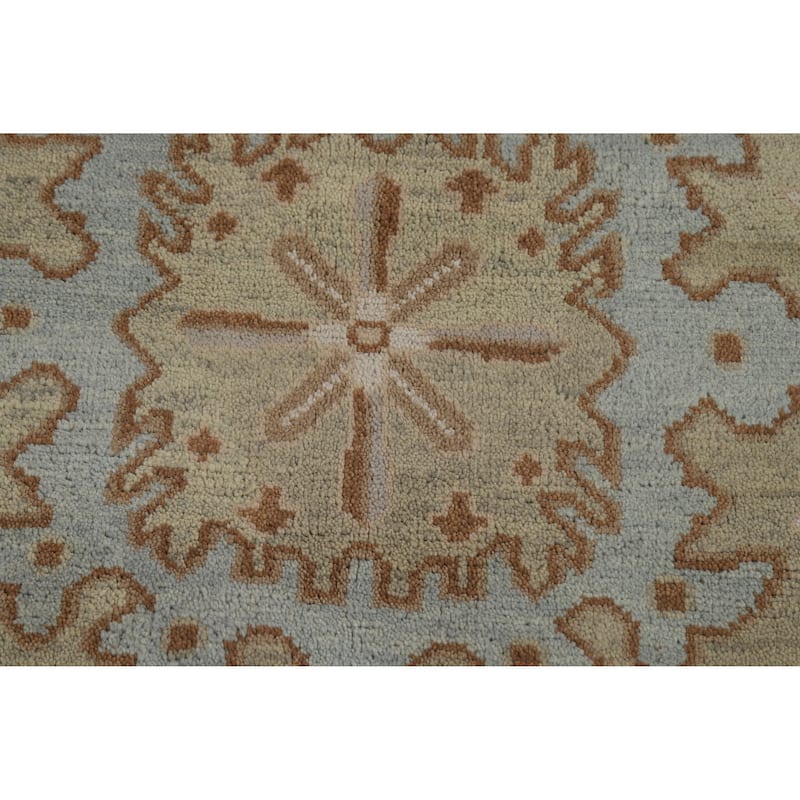 Light Green Oushak Indian Area Rug Handmade Wool Carpet - 9'0" x 11'11"