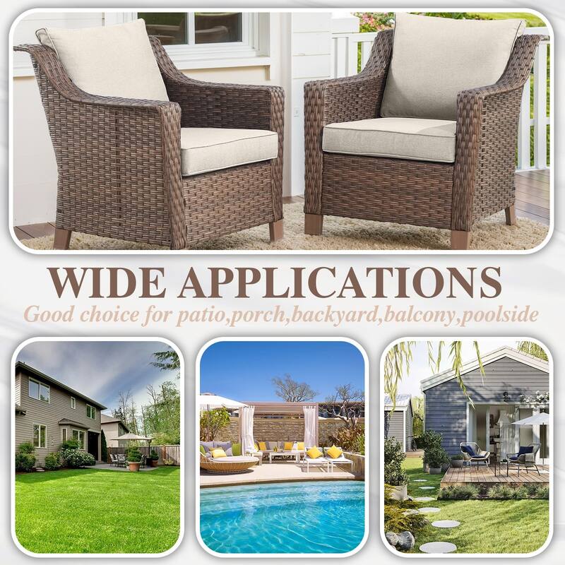 Patio Chairs and Ottomans with Coffee Table