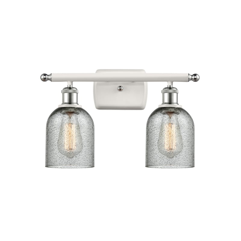 Innovations Lighting Caledonia 2 Light 16" Wide Bathroom Vanity Light - White and Polished Chrome / Charcoal