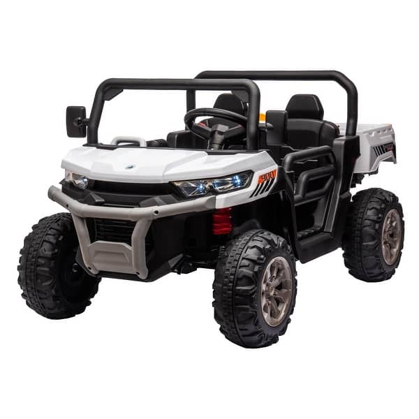 slide 2 of 13, 24V Ride On Truck 2 Seater Ride On UTV with 2x200W Motor Ride On Dump Truck with Dump Bed/Shovel Ride On Car with Remote Control White