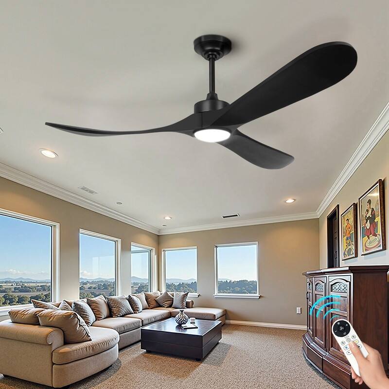 Indoor/Outdoor Ceiling Fan with Remote Control, 3-Blades Solid Wood Ceiling Fan for Bedroom Living Room