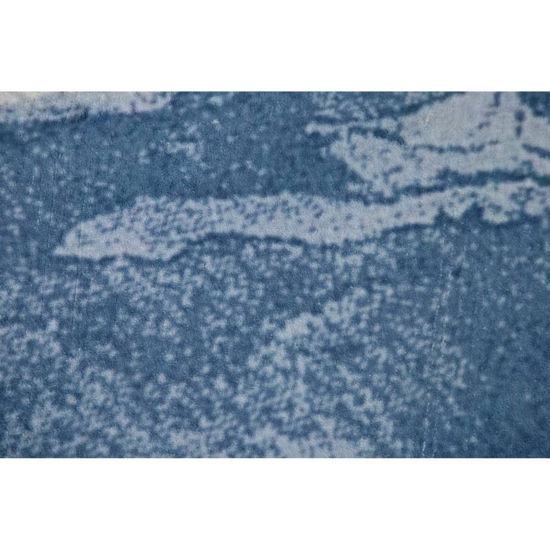 Machine-Made Washable Contemporary Blue Rug Oriental Decorative Carpet