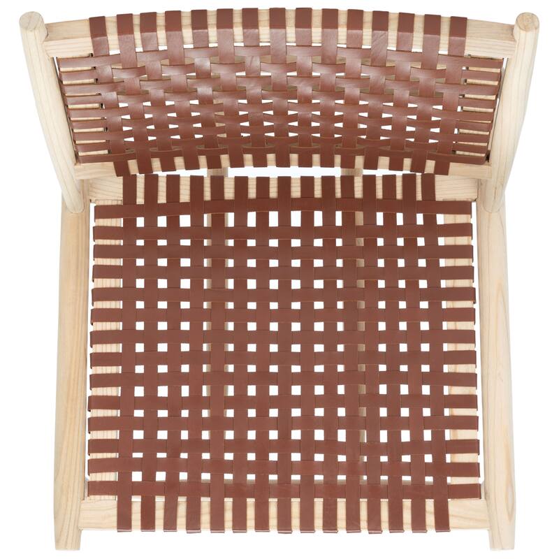 SAFAVIEH Soleil Rosina Leather Woven Accent Chair - 26" W x 31.5" L x 30.7" H - 26Wx31Dx31H
