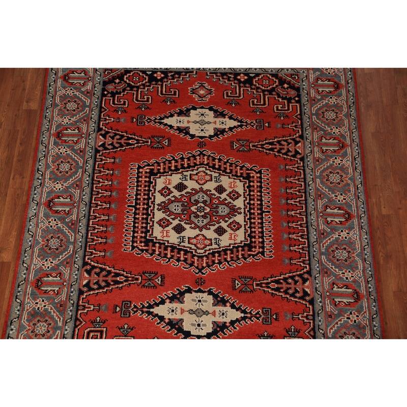 Traditional Indian Viss Area Rug Handmade Wool Carpet - 5'10"x 8'11"