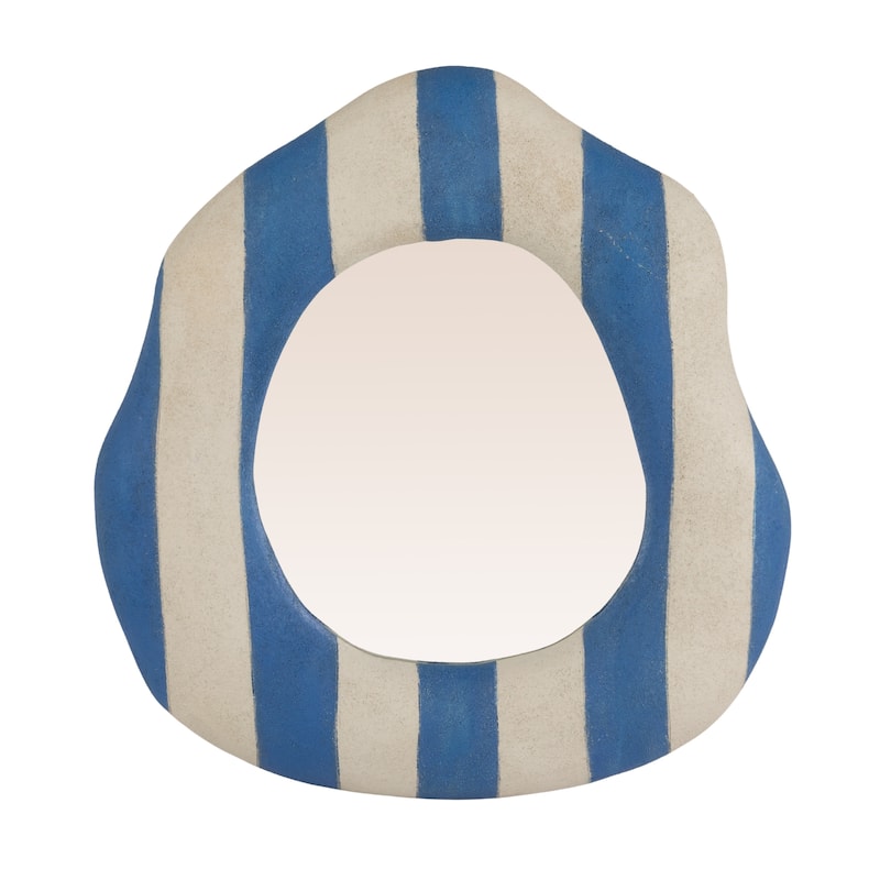 Textured Resin Organic Shaped Striped Wall Mirror - 15.5"L x 1.38"W x 15.13"H
