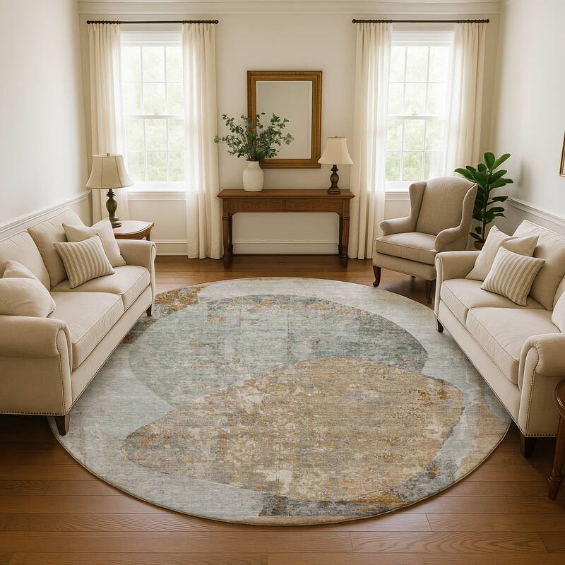 Premium Washable Super Soft Abstract Modern Mayfield Rug - Gray - 8' x 8'
