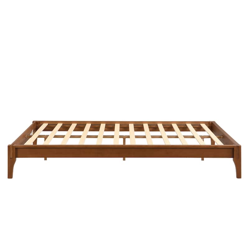12 Inch Solid Dry Bamboo Wood Platform Bed Frame, with Wood Slat Support