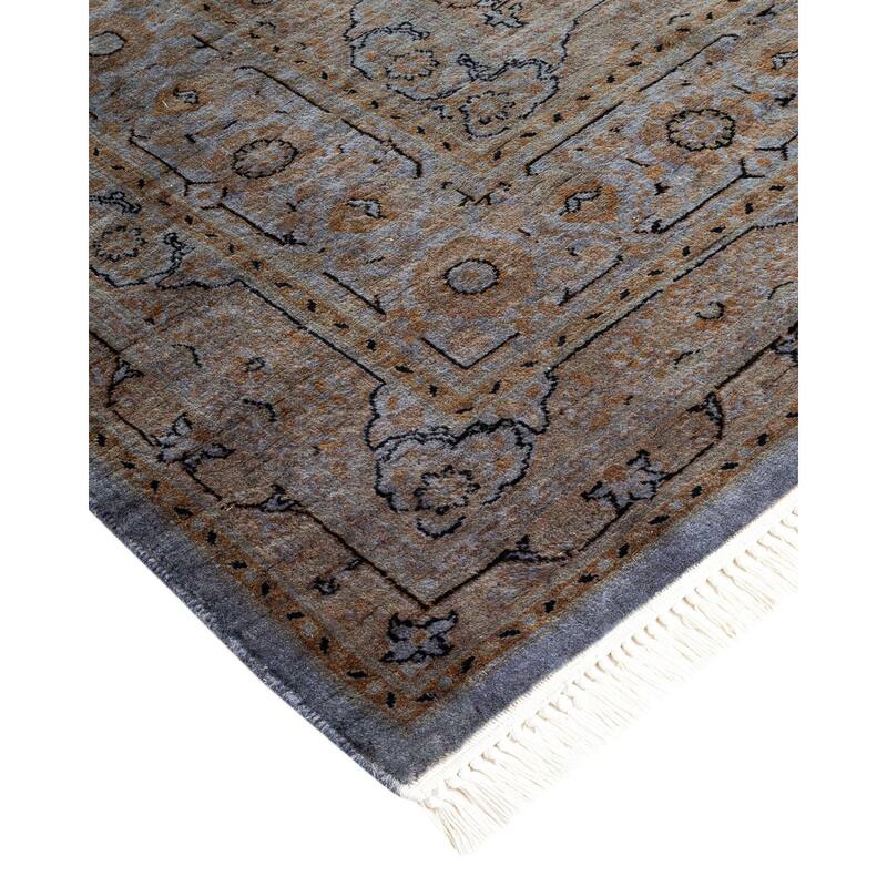 Overton Hand Knotted Wool Vintage Inspired Modern Contemporary Overdyed Gray Area Rug - 6' 1" x 9' 5"