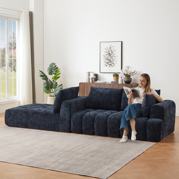 Chenille L-Shape Luxury Sectional Oversized Sofa,Mnimalist Design