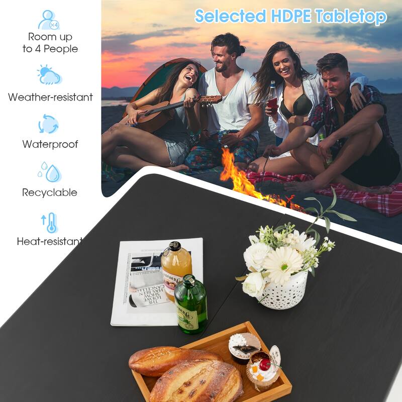 Costway Folding Camping Table Portable HDPE Outdoor Picnic Dining - See Details