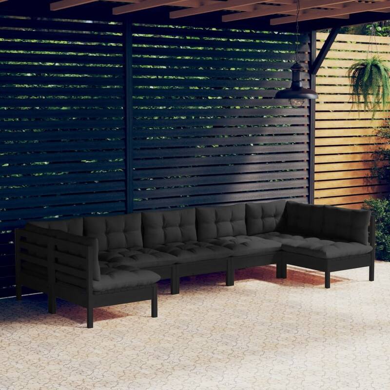 vidaXL Solid Pinewood Patio Lounge Set 9 Piece with Cushions Multi Colors