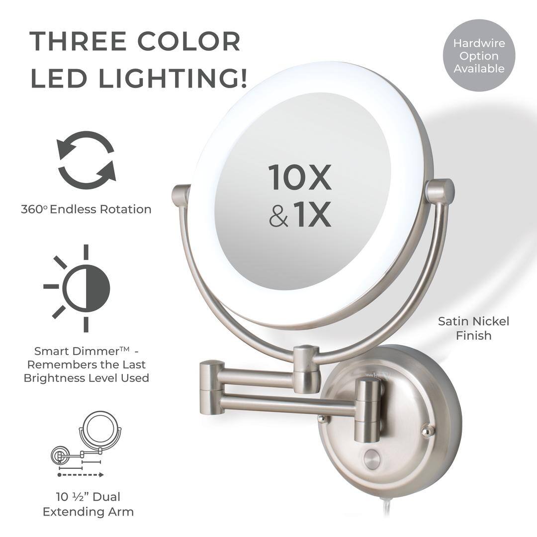 Zadro Lexington LED Light Wall Mounted Makeup Mirrors w/ Magnification