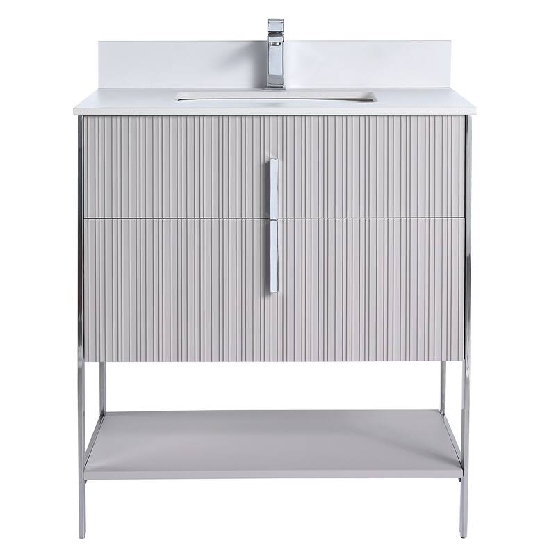 Fine Fixtures Serenity Modern Bathroom Vanity with White Stone Top