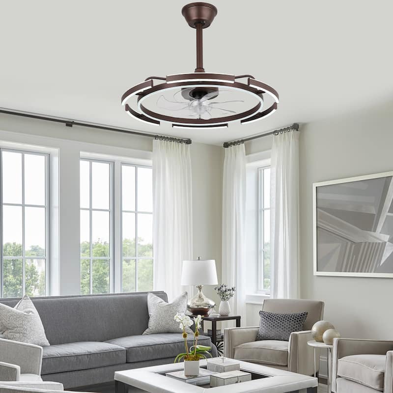 Oaks Aura DeClue 24in. 6 DIY-Shape Smart Ceiling Fan with Light,Cyberpunk Futuristic 6-Speed Quiet Ceiling Fan w/ Remote