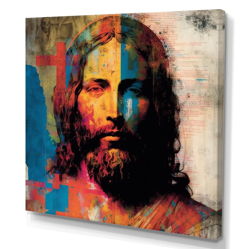 Designart 'Pop Art Jesus Portrait III' Spiritual Canvas Wall Art