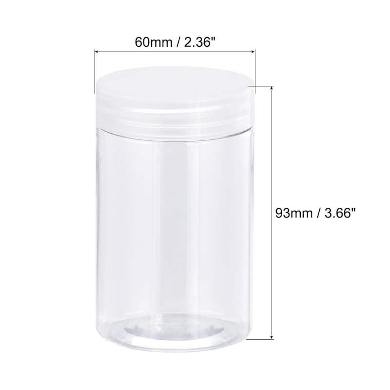 Round Plastic Jars with Transparent Screw Top Lid, 12Pcs