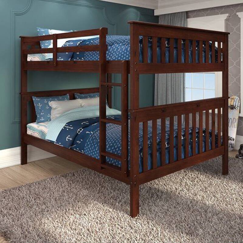 Kids Full Over Full Solid Wood Mission Bunk Bed in Dark Cappuccino