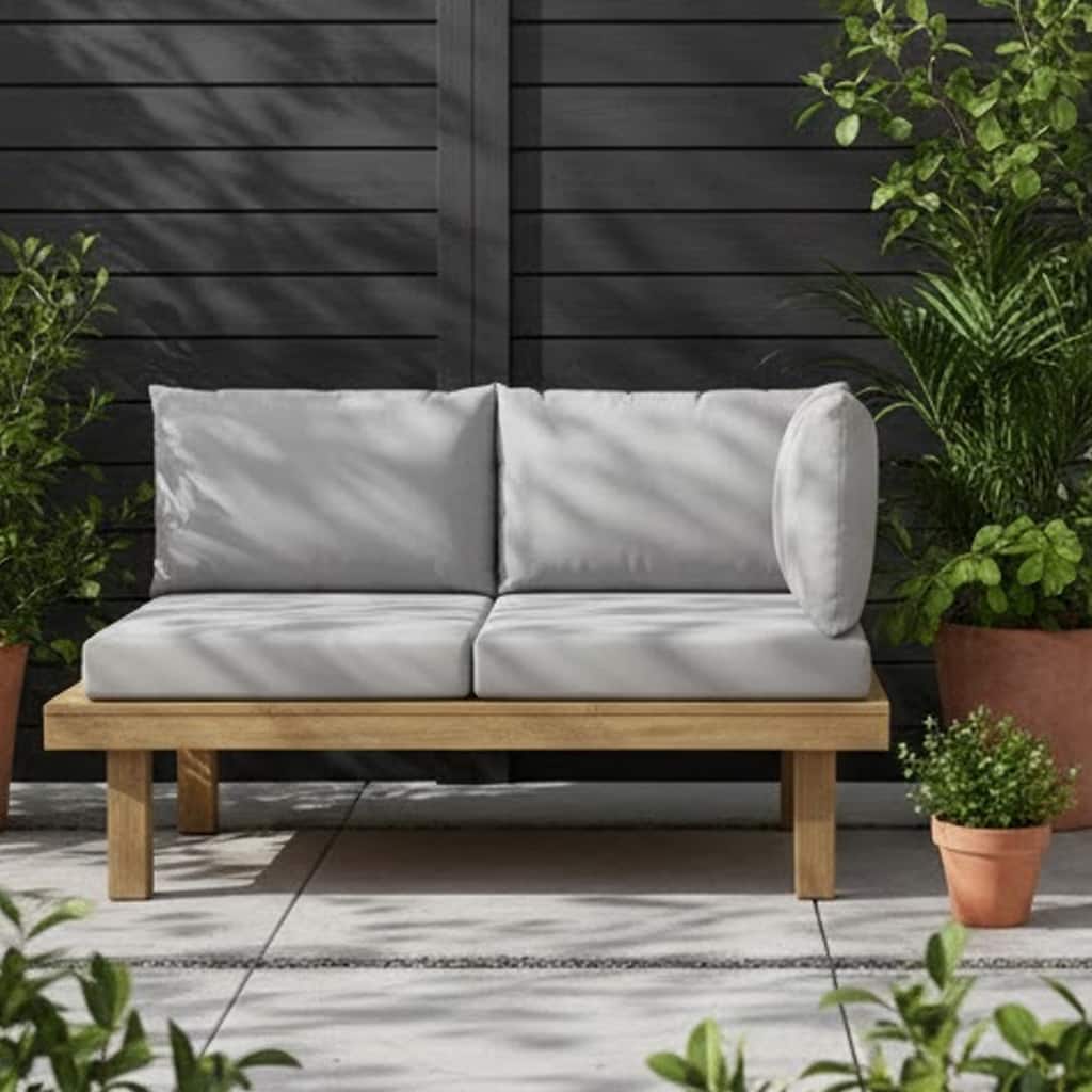 Paom 3pc Outdoor Patio Cushion for Bench, Plush Gray Oxford Fabric