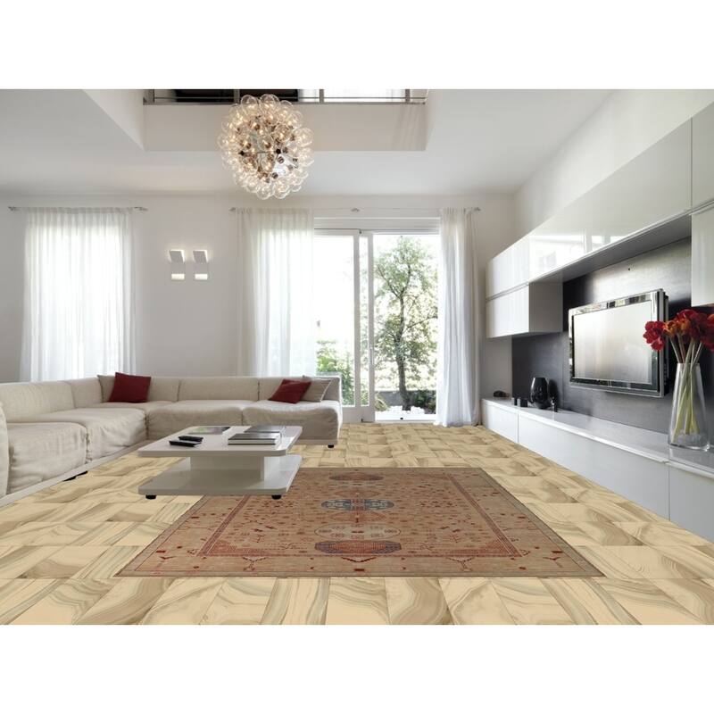 Hand Knotted Oriental 100% Wool Carpet Transitional Floral Brown Oushak Area Rug - 11' 11'' X 8' 11''