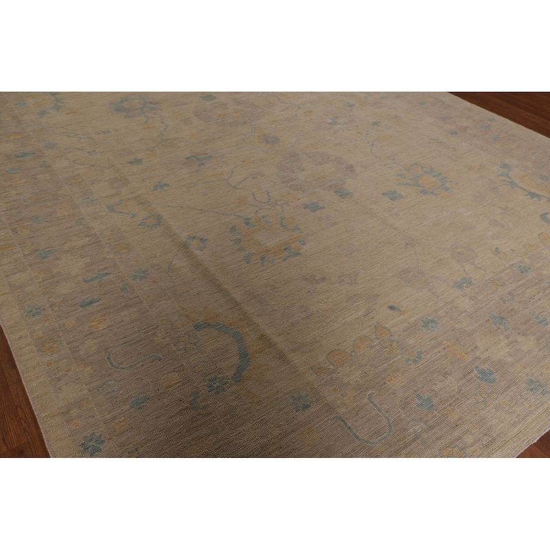 Oushak Turkish Area Rug Handmade Vegetable Dye Wool Carpet - 9'6" x 12'0"