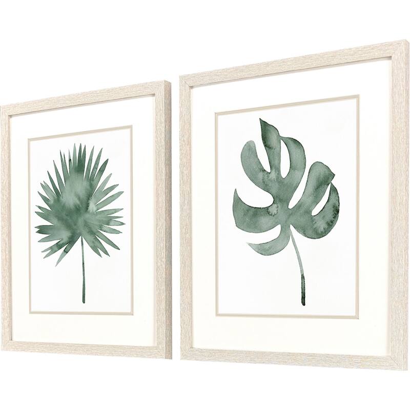 HomeRoots Set Of Two Plant Press Distressed White Framed Wall Art