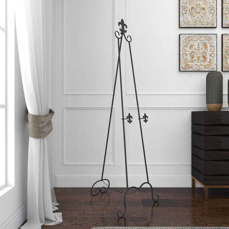 Black Metal Extra Large Adjustable 3 Tier Scroll Display Easel with Chain Support