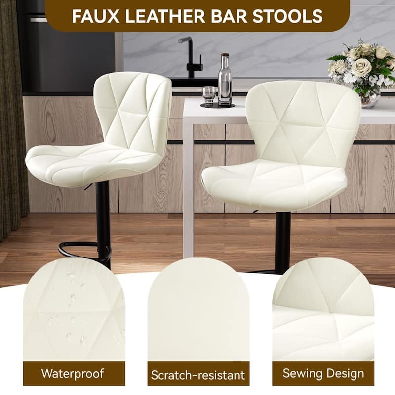 Set of 2 Faux Leather Counter Height Bar Stools